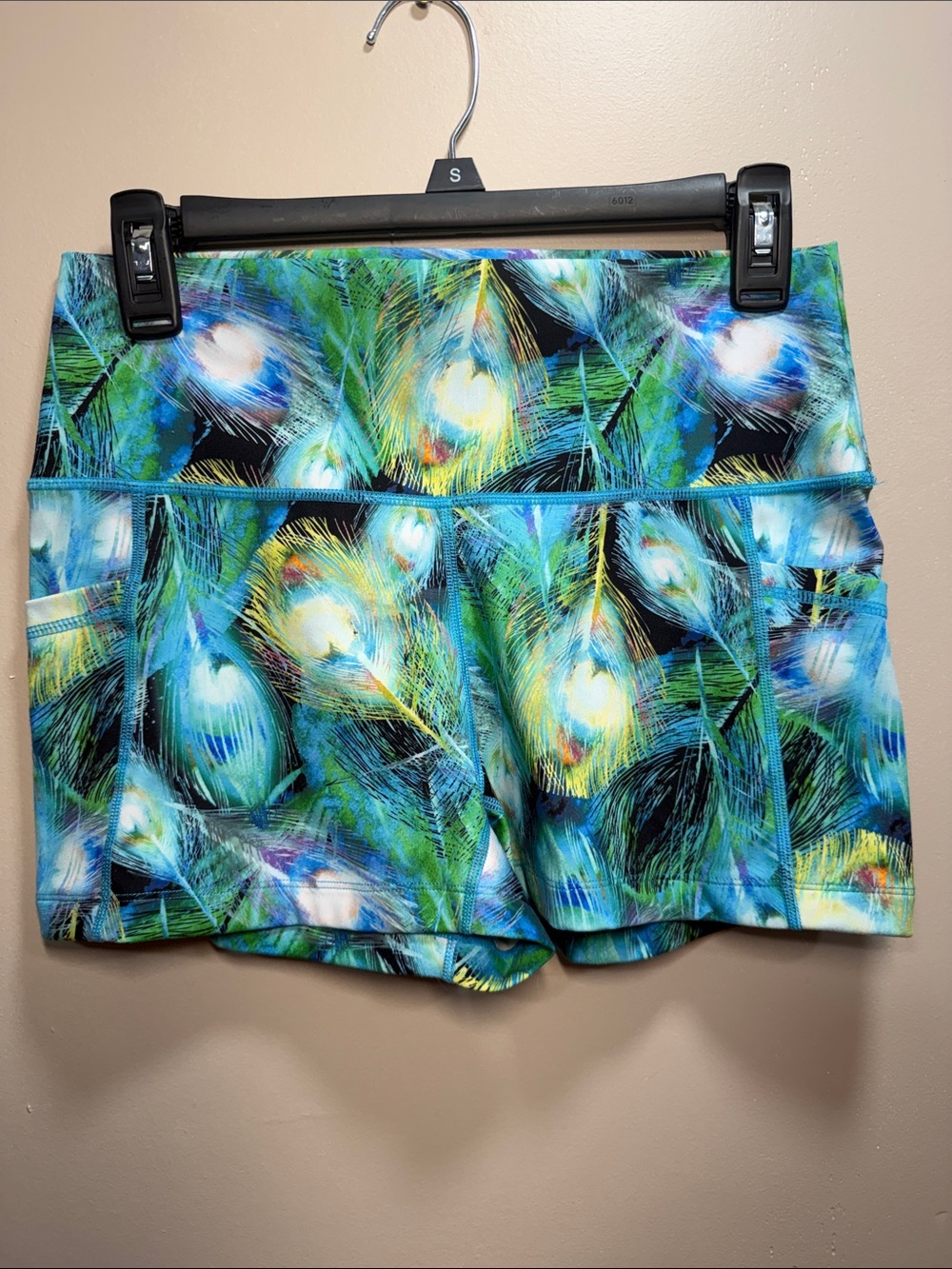 Constantly Varied Gear Peacock Feather Print Shorts - Blue Green Yellow